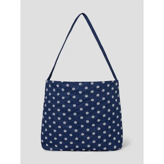 [8 Seconds] Silver Flower Embroidery Fabric Bag Blue (3567D3AM9P)