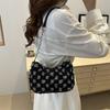 Trendy Star Print Hobo Bag with Frayed Trim Silver Chain Underarm Bag Leather Strap Casual Shoulder Purse Y2K Style Handbag