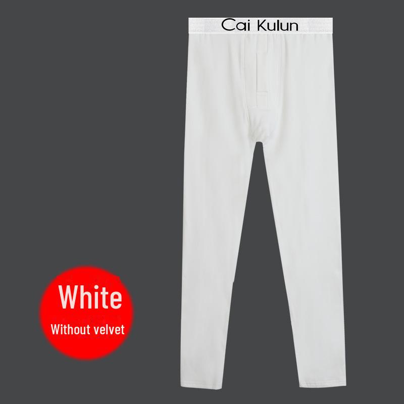 

Комплект мужского бесшовного термобелья: Осенний хлопковый свитер и брюки для молодежи — теплые и легкие. non-flannel pants, XL белый