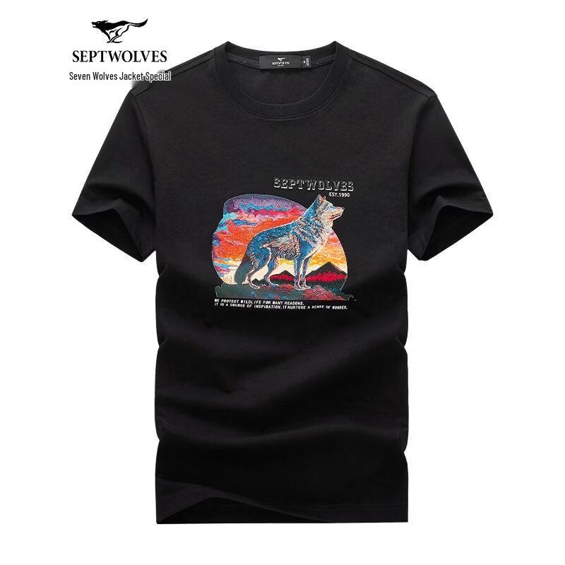 Septwolves Men s Cool Wolf Print Short-Sleeve T-Shirt 2XL 180