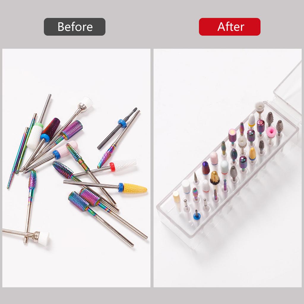 30/48 Holes Nail Drill Bits Storage Box Nail Grinding Head Holder Stand Display Container Milling Cutter Manicure Tool
