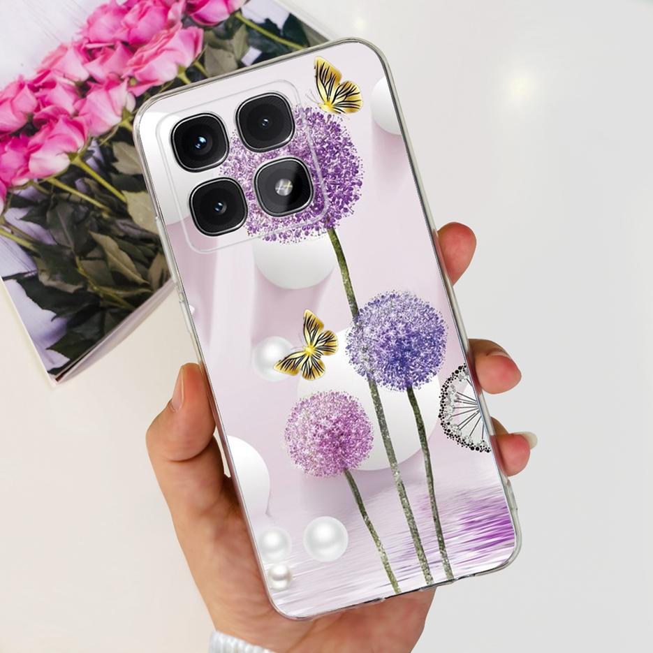 For Xiaomi 14T Pro Case Stylish Flowers Painted Cover 6.67'' Clear Silicone Phone Case For Xiaomi Mi 14T 14TPro Mi14T Soft Shell
