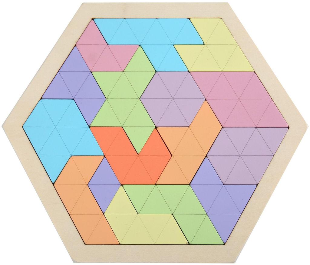 Hexagonal Wooden Geometric Puzzle Blocks for Kids 