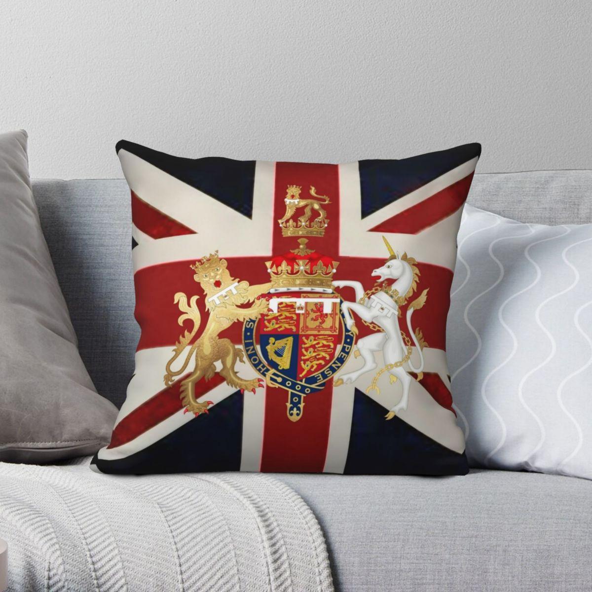 Exquisite Ornaments Unisex Union Jack With Windsor Insignia Square Pillowcase Polyester Linen Velvet Creative Throw Pillow Case Sofa Seater Cushion Cover