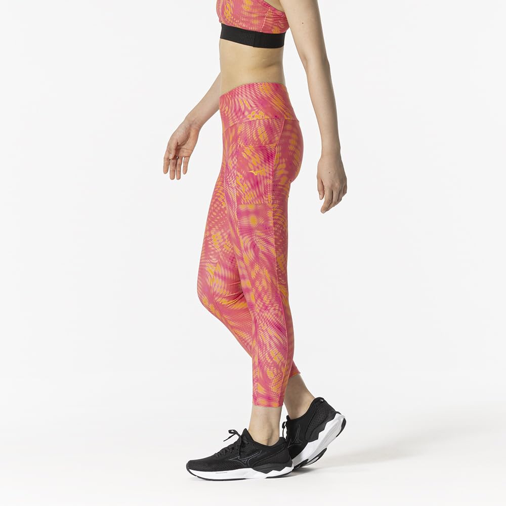 BodyFit Women's All-Over Print Long Tights with Pockets, Stretch, Dubarry Red, Size S (32MBB300)