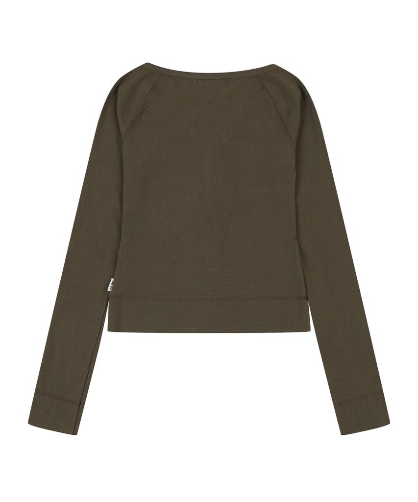 ORDINARY HOLIDAY Snap Henley Neck T-Shirt [Khaki]