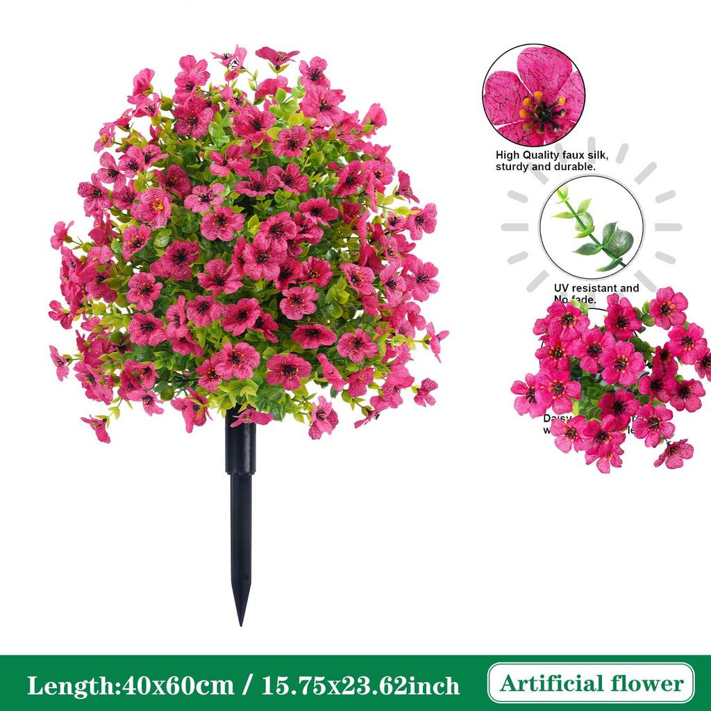Violet Eucalyptus Garden Stake: Realistic Faux Flower Decoration with Ground Peg