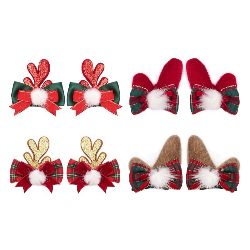 Cute Antlers Hair Clips Christmas Hairpin Girl Heart Elk Clips Xmas Winter Hairpin Children Headdress Antler Hair Accessories