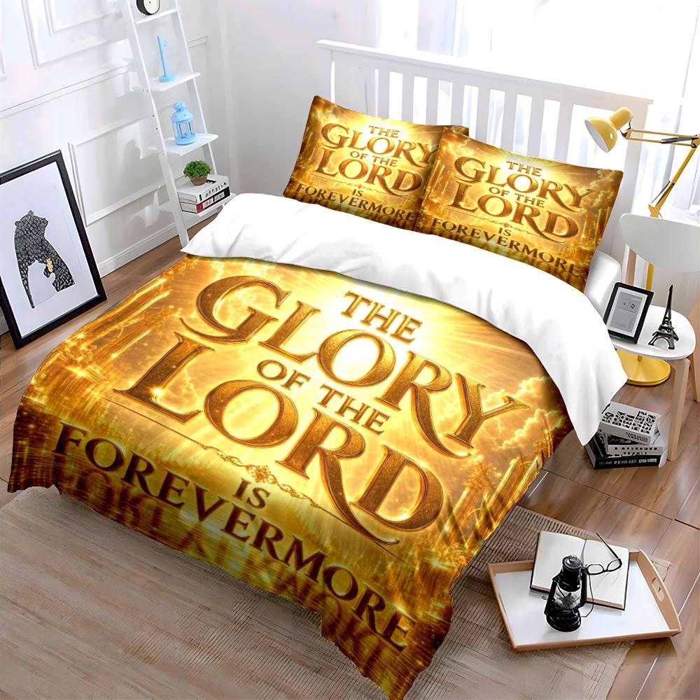 Glory of the Lord Golden Bedding Set Bedding set (1 duvet cover, 2 pillowcases, duvet not included)
