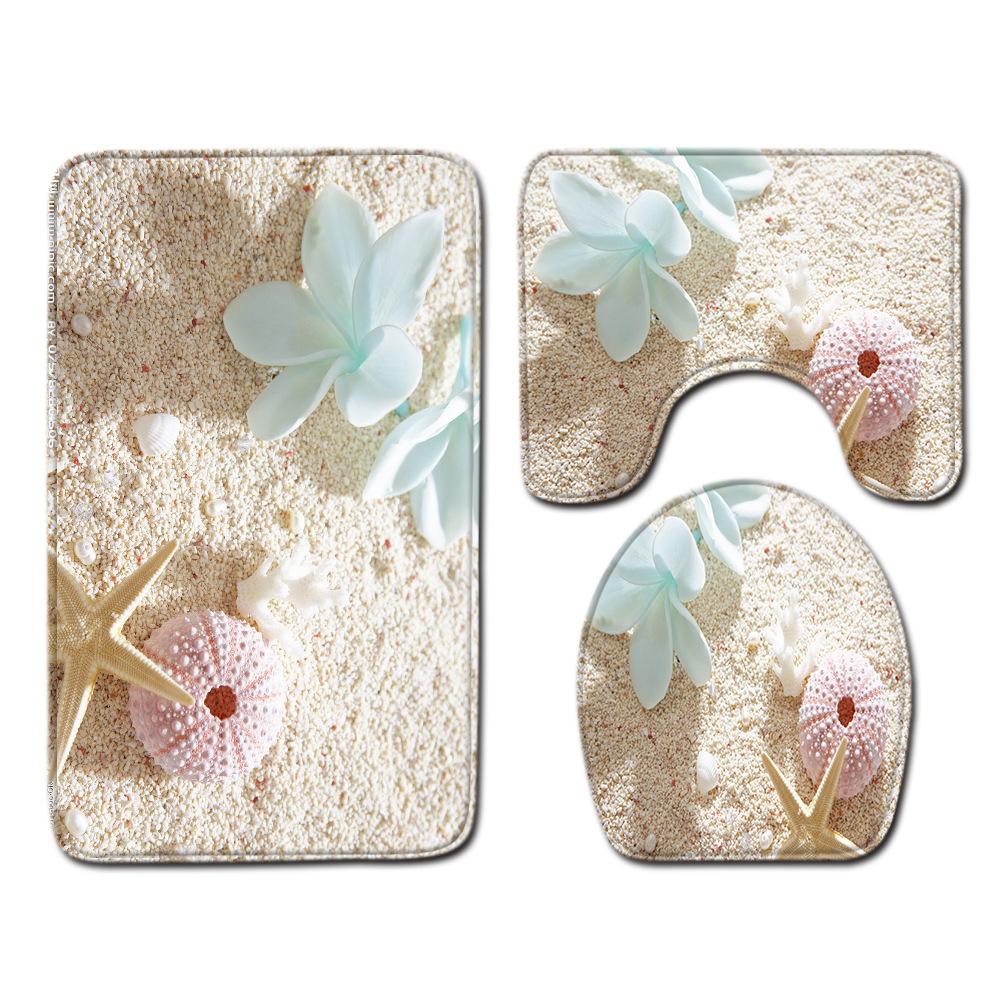 Shell Bathroom Floor Mat Toilet Three-Piece Set