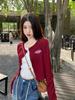 Plus Size American Retro Letter Knit Cardigan - Slimming, Short, Hot Girl Style