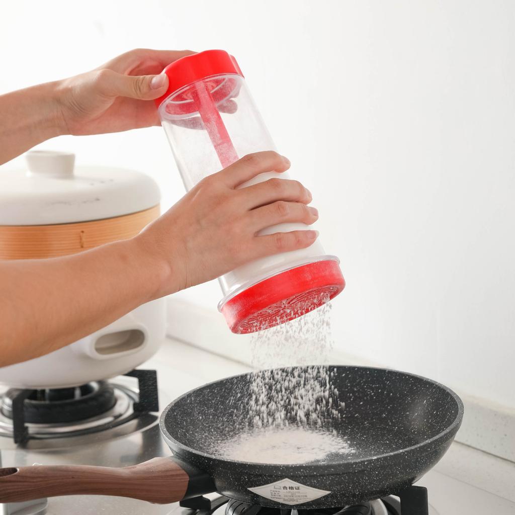 Rotating Flour Sieve Cup Plastic Flour Mixing Tool Handheld Semi-Automatic Flour Mixer for Kitchen Baking Kitchenwares