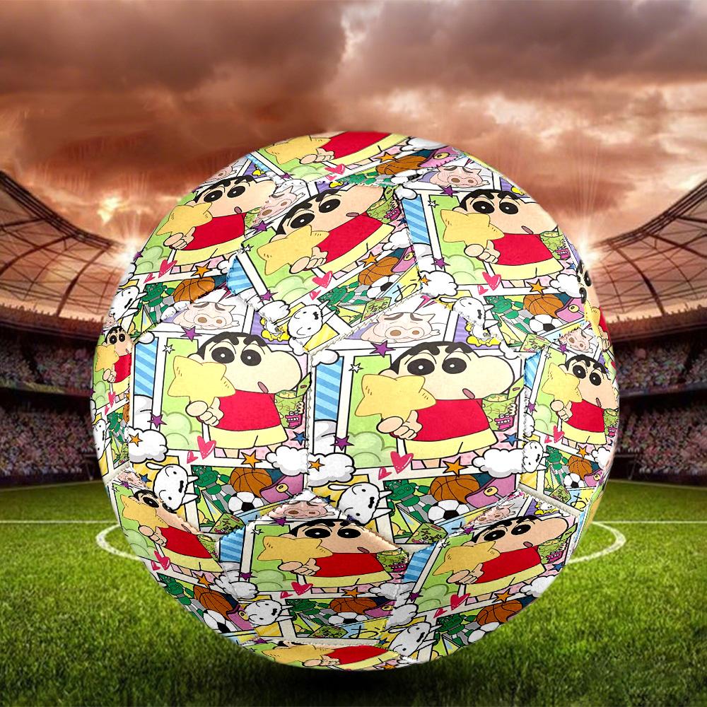 Crayon Shin Print Size 5 Soccer Ball, Standard Match Football for Sports Game and Team Practice, Ideal Gift for Soccer Fans