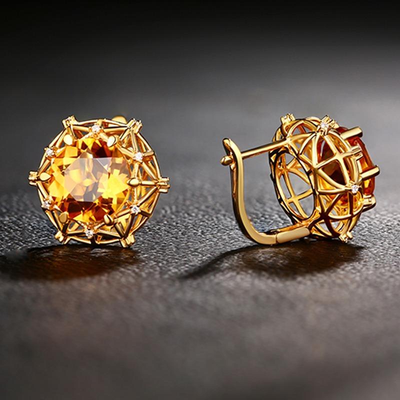 2025 Natural Yellow Crystal Ring, Bird's Nest Design Yellow Diamond Pendant, Colorful Treasure Earnail Jewelry Set