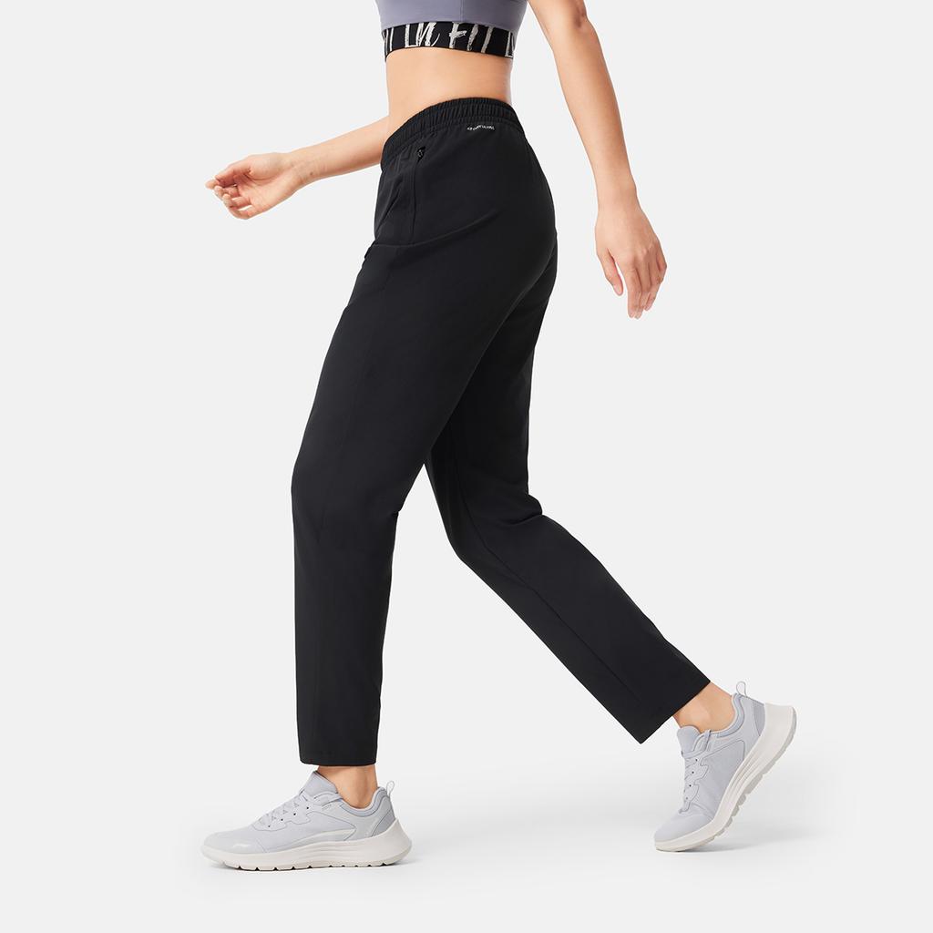 Li Ning Fitness Series Casual Simple Solid Color Straight Leg Knitted Sports Pants Women pants Black AYKV096-1