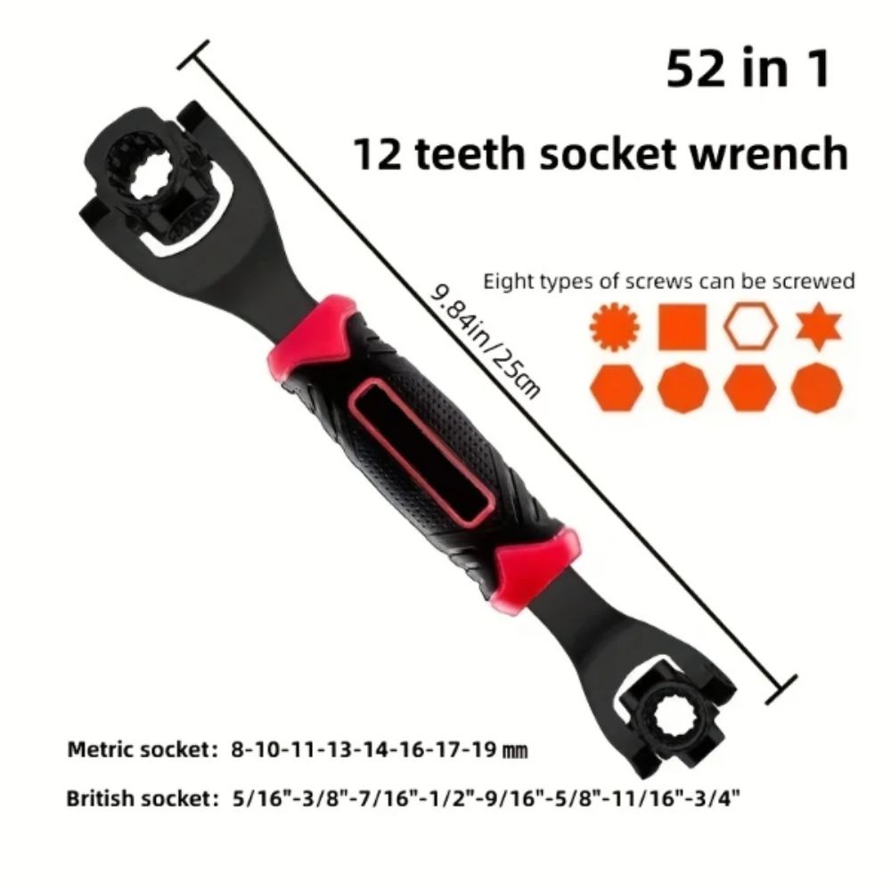 8-in-1 Function Universal Ratchet 52-in-1 Socket Multipurpose Tiger Wrench  Works Universal