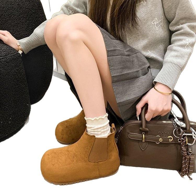 Small comfortable Martin boots autumn and winter new thick-soled retro velvet short boots cotton boots