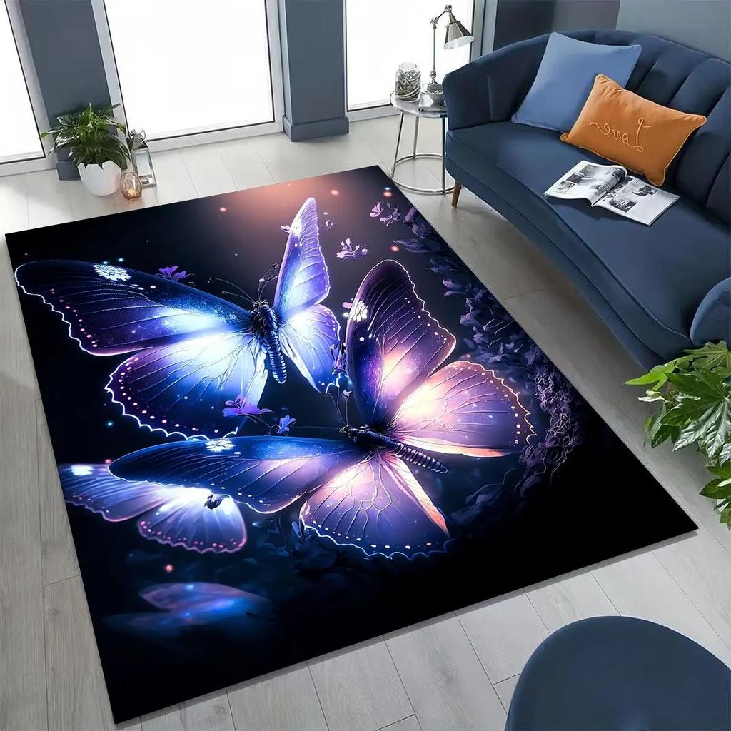 Cartoon Rug for Bedroom Living Room Soft Carpet Dream Butterfly Flower Home Doormat Decor,Large Kids Play Non-slip Floor Mat