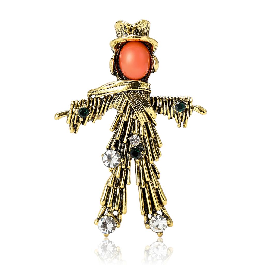 Crystal Scarecrow Brooch Retro Creative Personality Temperament Character Pin Brooch Suit Clothing Accessories