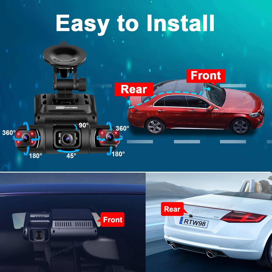 4 Channel 1080P Car DVR WiFi GPS 4 Lens 170 Degree with Rear Camera Dash Cam Dual 8 Infrared Light Night Vision Car Camera