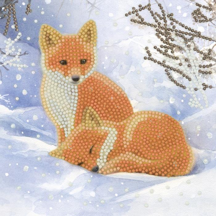 Kit carte broderie diamant 18x18cm Renardeau Multicolore - Assort.