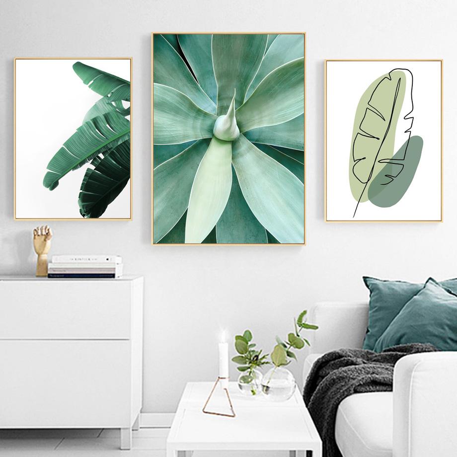 Banana Leaf Monstera Tulip Abstract Girl Lines Wall Art Canvas PostersPainting  And Prints Wall Pictures For Living Room Decor