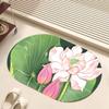 New Chinese Oval Lotus Bathroom Floor Mat Toilet Diatom Mud Floor Mat Anti-slip Absorbent Kitchen Foot Mat