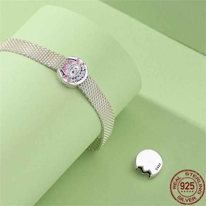 Copper Flat Beads-Pink Heartbeat Charms Fit 3Mm Pan Bracelet Diy Beads For Women Birthday Fine Jewelry Gift
