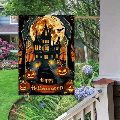 Halloween Pumpkin Garden Flag , Double-Sided, Durable Polyester, Perfect for Outdoor Decor & Lawn Display