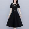 Elegant V-Neck A-Line Midi Dress