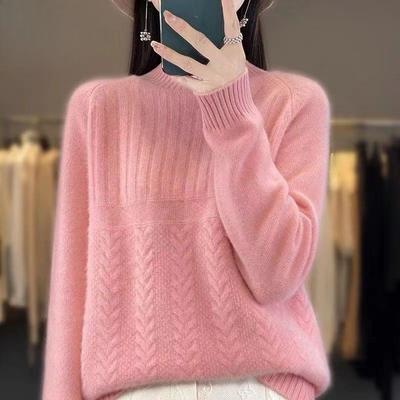 Maglione a Maglia Larga Donna Autunno Inverno Ispessito Dolcevita Pullover Caldo Top in Lana Elegante Casual