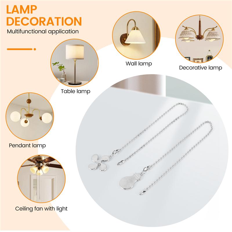 Versatile Ceiling Fan Pull Chain Fan Extension Chain Fan Chain Pulls Decorative 12 Inch Ceiling Fan Chain Extender Ornament