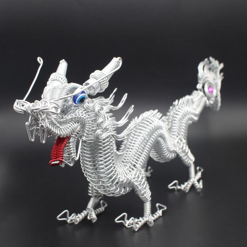 Aluminiumdraht Großer Chinesischer Drache Mythische Tiere Metallornament Handgeflochten Maskottchen Feng Shui Souvenir Handwerkskunst Dekoration