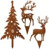 3pcs Christmas Tree and Deer Metal Garden Stake, Vintage Rustic Style Outdoor Yard Christmas Decorations, Christmas Gift