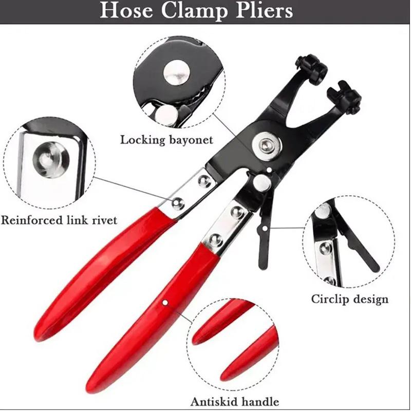 Hose Clamp Pliers Automotive Flat and 45° Angled Flat Band Hose Clamp Plier for Hose Installations of Low Radiators Ring Type