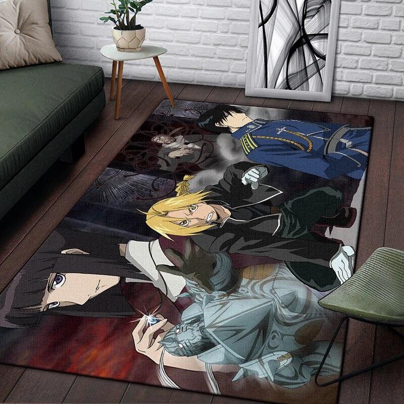 Fullmetal Alchemist Anime Painting Carpet for Living Room Large Area Rug Black Soft Carpet Home Decoration Mats Boho Rugs Picnic