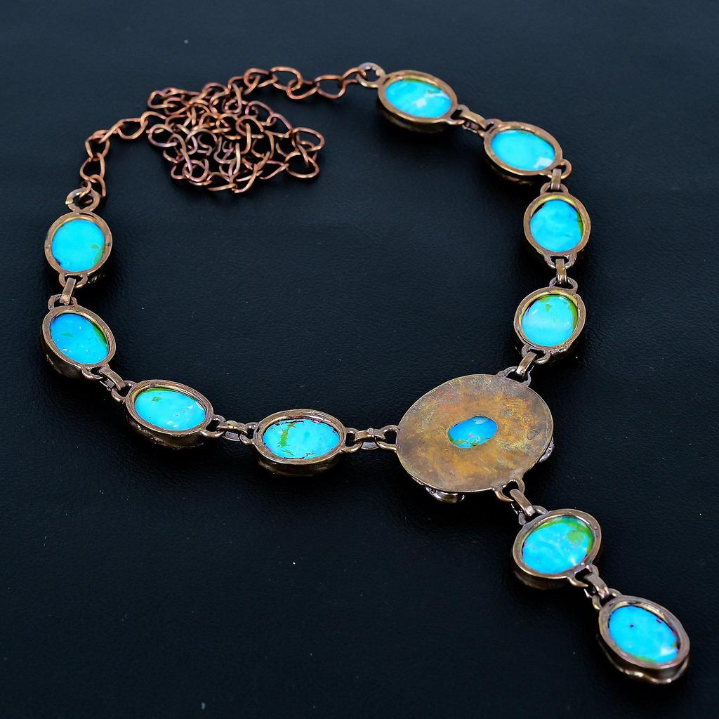 Sleeping Beauty Turquoise Necklace, Copper Electroformed Jewelry, Gemstone Necklace, Gift For Her Handmade Dainty Jewelry