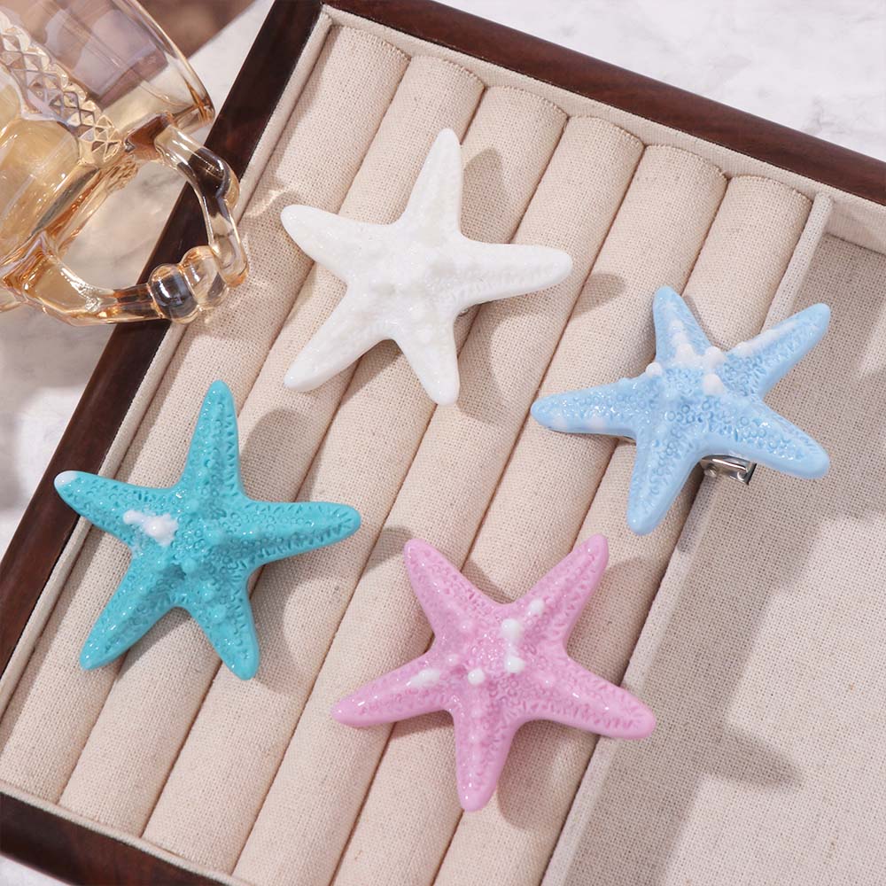 2PCS Summer Starfish Hairpin Beach Sweet Bangs Clip Elegant Starfish Hair Clip Hair Accessories