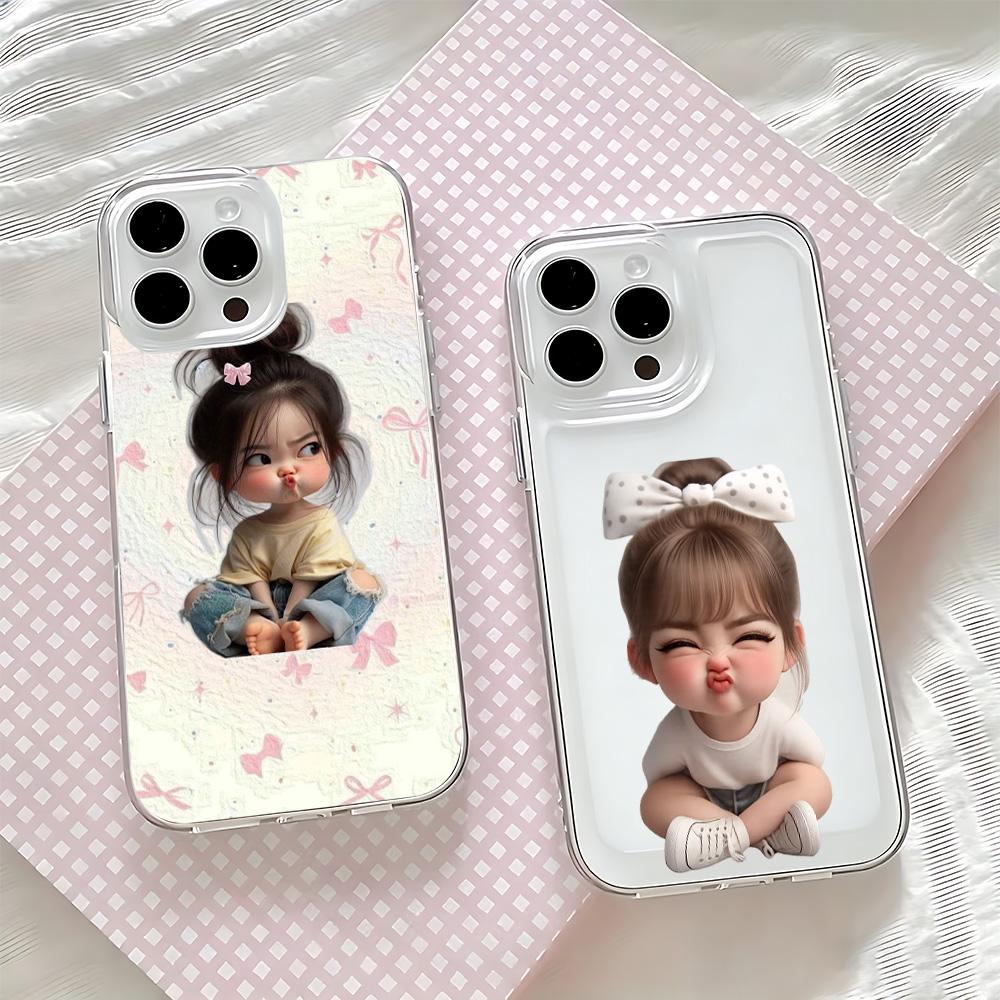Cartoon Baby Girl Phone Case For Samsung Galaxy S26 S25 S24 S23 S22 S21 S20 FE Note20 Note10 Edge Plus Ultra Lite 5G Clear Cover