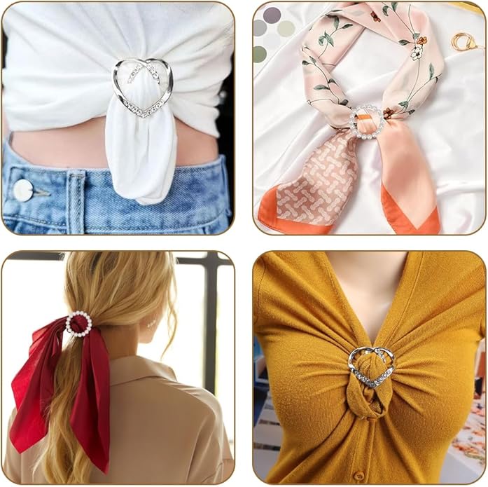 Scarf Ring Clip -T-shirt Ties Clips Clothes Corner Knotted Button for Women Fashion Metal Round Circle Shirt Clip Buckle