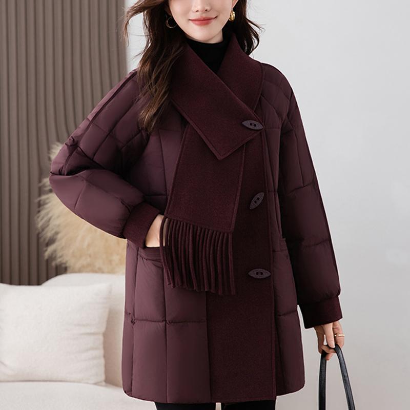 

Модные женские зимние пальто больших размеров элегантные свободные теплые длинные парки женская куртка 4XL маджента