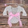 2Pcs/Set Bow Tie Design Newborn Lace Romper Hollow Back Newborn Photography Props  Baby Photoshoot