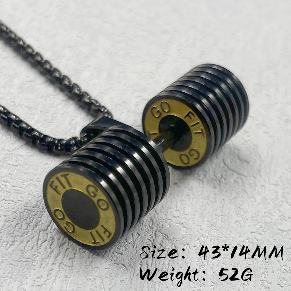 Gold Black Silver Color Western Hot Sports Pendant Necklace Stylish Dumbbell Pendant Necklace Fashion Stainless Steel