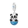 Copper Eggshell Panda Animal Beads Original Pendants Bracelet Charm Jewelry Party Diy Trendy Gifts