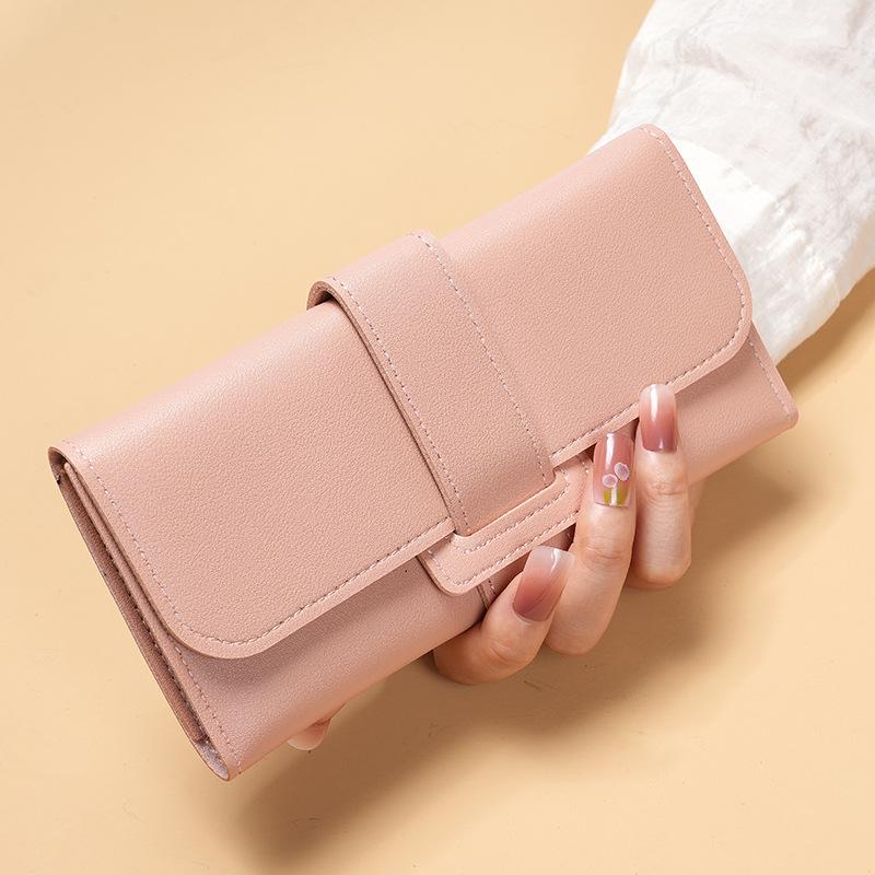 Korean Style Women's Tri-Fold Leather Wallet with Coin Pocket - Fresh, Multifunctional Fashion Accessory.