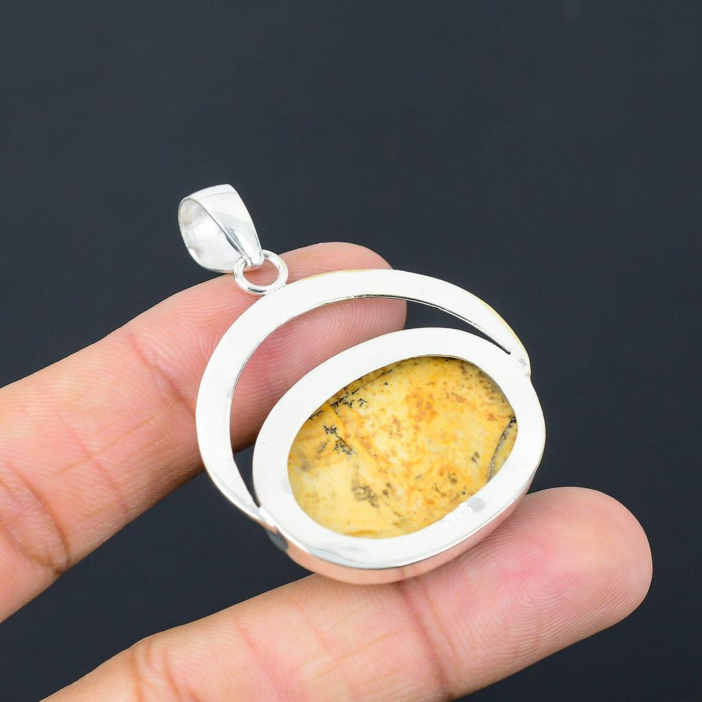 Friendship Day Deal Oval Picture Jasper Gemstone Mother Boho Pendant 925 Silver