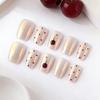 Daily Cherry Polka Dot Press-On Nails, Short Style - Rice White Pearlescent, Removable, 30 Pieces.