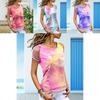 Womens Vibrant Tie-dye Printed Tops Casual Short Sleeve Blouse Perfect For Summer