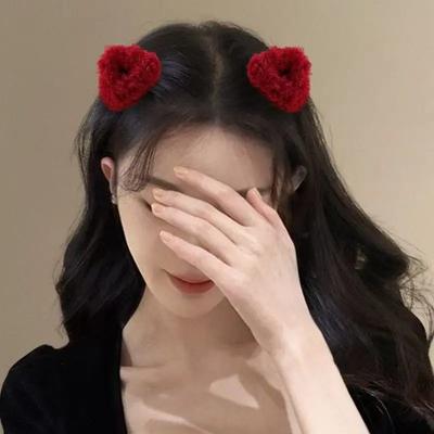 2 Stück Plüsch Katzenohren Form Haarspangen Damen Süß Niedlich Beige Entenschnabelspange Haarnadel Mode Mädchen Kopfschmuck Haaraccessoires Rot