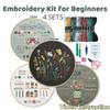 4 Sets Embroidered Kit for Beginners 9.84Inch Cross Stitch Kits with Patterns,Instructions,Hoops,Needles,Threads for Adults Kids